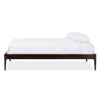 Baxton Studio SW8021-Cappuccino-A43-Queen Bentley Solid Wood Queen Size Bed Frame